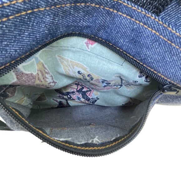 Levis Women’s Blue Denim With Suzan Briganti Inner Print Lining Backpack Sz M - Picture 10 of 13